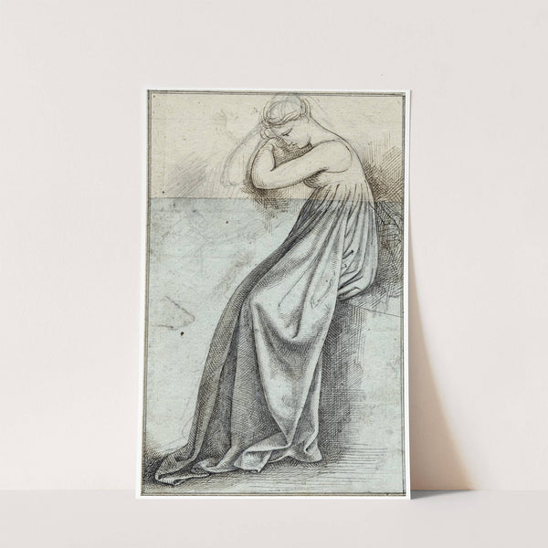 Zittende vrouw, haar hoofd met de armen ondersteunend by David Humbert de Superville