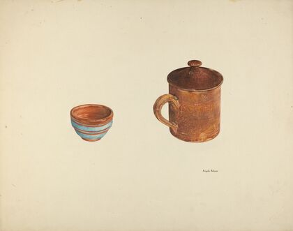 Zoar Dish and Coffee and Cider Cup w- Lid