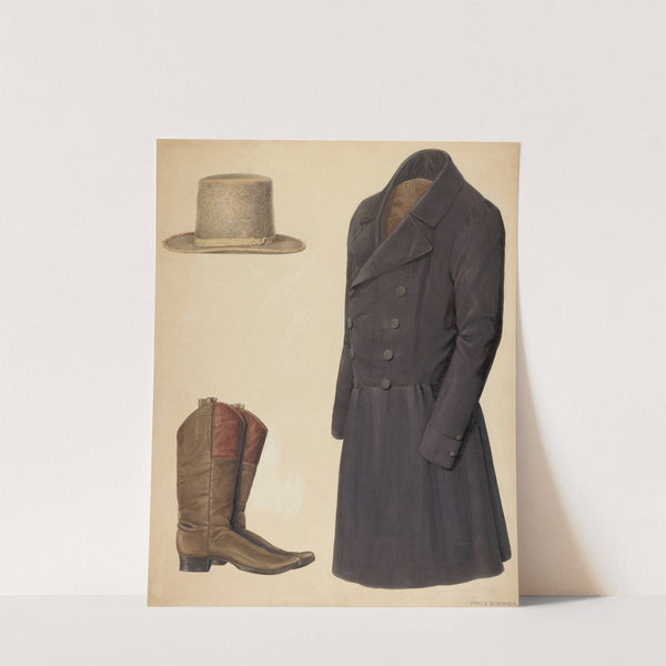 Zoar Man&#039;s Hat, Boots and Coat by Fritz Boehmer