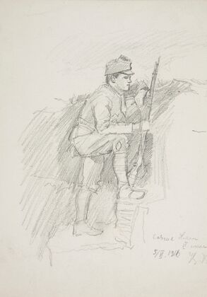Żołnierz Legionu Ukraińskich Strzelców Siczowych (1914-1920) w okopie (1916)