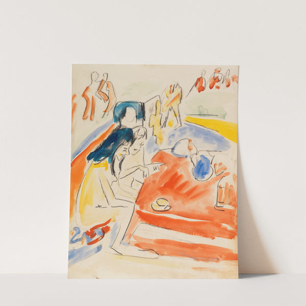 Zwei am Tisch sitzende Mädchen (1910) by Ernst Ludwig Kirchner