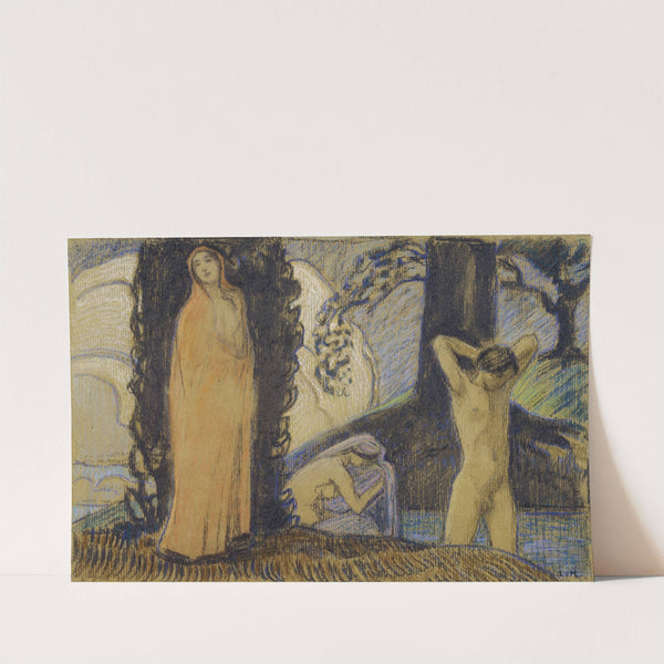 Zwei Frauen und ein Jüngling im Bade by Ludwig von Hofmann