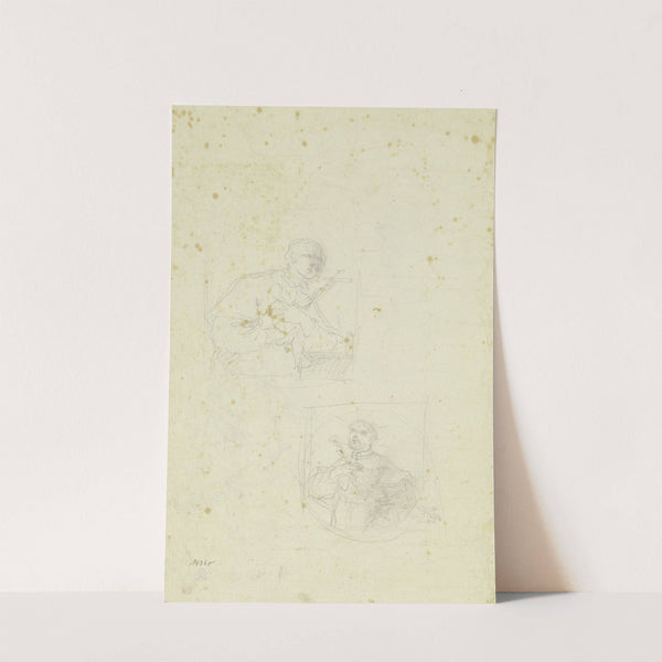 Zwei Halbfiguren von Heiligen mit Kruzifix by Johann Baptist Zimmermann  