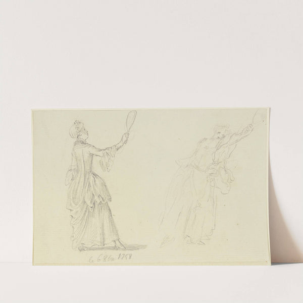 Zwei Mädchen beim Federballspiel (1758) by Daniel Nikolaus Chodowiecki