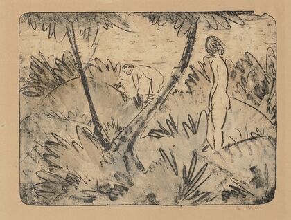 Zwei Mädchen mit gegabeltem Baum