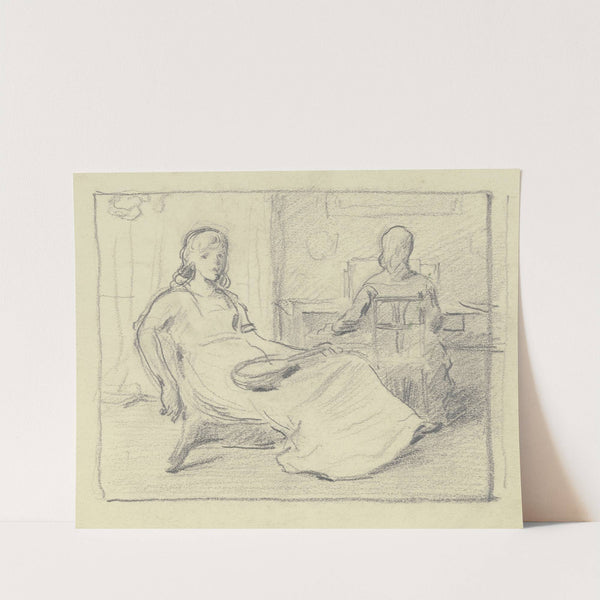 Zwei Mädchen mit Mandoline und am Klavier by Otto Scholderer