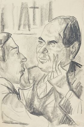 Zwei Männer im Gespräch (rechts Curt Glaser) (1920-1925)