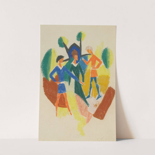 Zwei Männer Und Frau (Stickerei) (Two Men And A Woman (Embroidery) (1914) by August Macke