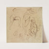 Zwei männliche und sechs weibliche Figuren (ca 1833) by Eugène Delacroix