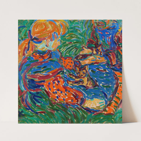 Zwei mit Katzen spielende Mädchen (1907) by Ernst Ludwig Kirchner