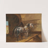 Zwei Pferde im Stall by Ludwig Kübler