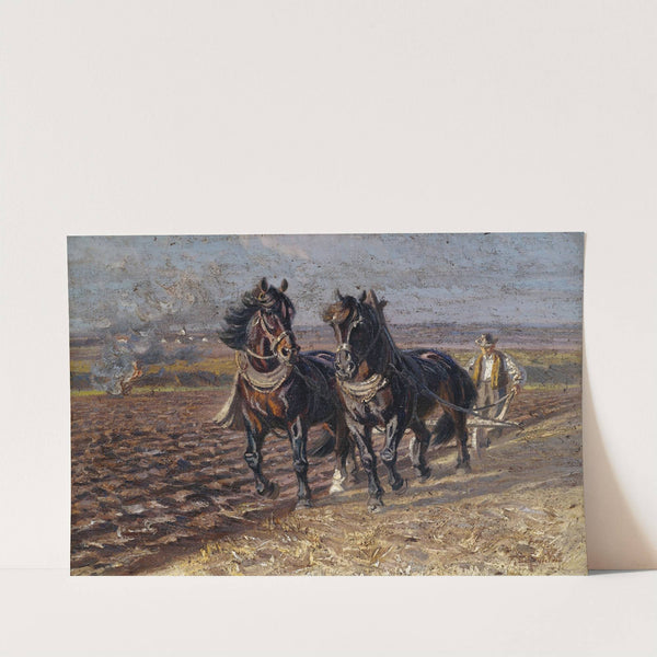Zwei Rappen am Pflug by Friedrich Eckenfelder