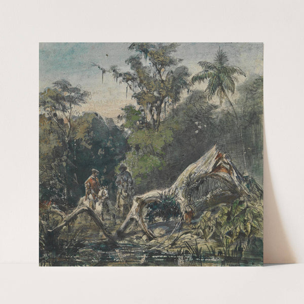 Zwei Reiter am Flussufer mit einem geborstenen Ast (1858) by Ferdinand Keller