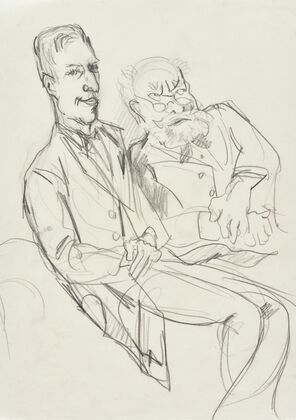 Zwei sitzende Männer (rechts Edmund Husserl) (1920s)