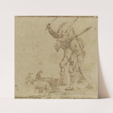 Zwei Soldaten treiben zwei Ziegen vor sich her by Jacques Callot