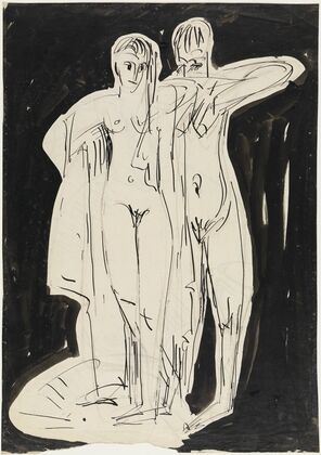 Zwei stehende Akte, sich abtrocknend (ca 1915)