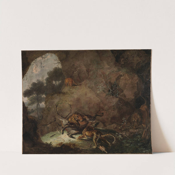 Zwei Tiger, einen Hirsch reißend (1663) by Carl Borromäus Andreas Ruthart