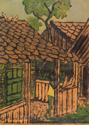 Zwei Zigeunerkinder vor der Hütte (1926)