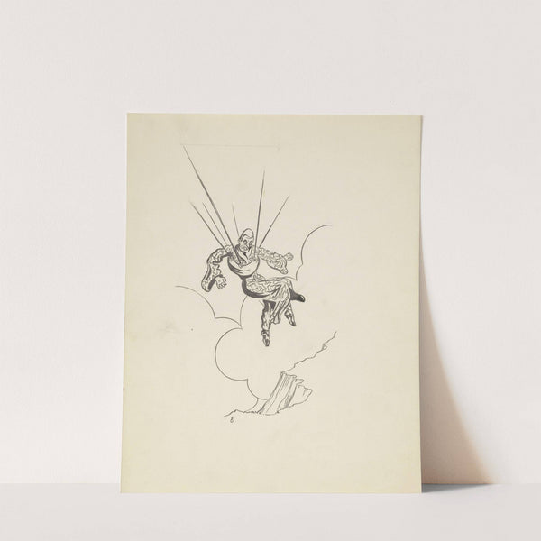 Zwevende man aan parachute (1934) by F. Ockerse