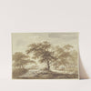 Zwischen Baumgruppen ein Wasserfall by Hermanus van Brussel